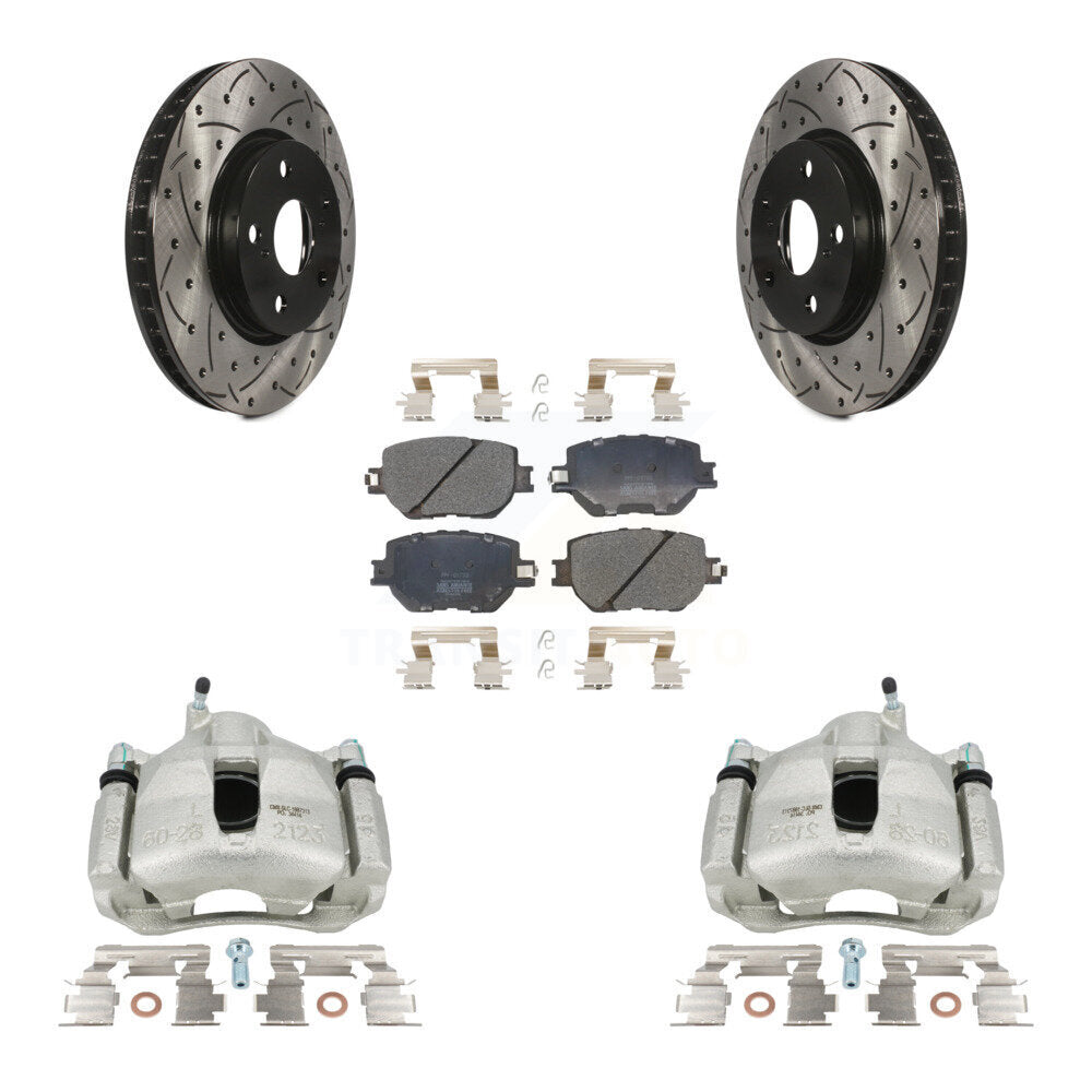 Kit de plaquettes semi-métalliques pour rotors de fente de forage d'étrier de manteau de frein avant pour Lexus IS25