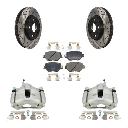 Kit de plaquettes semi-métalliques pour rotors de fente de forage d'étrier de manteau de frein avant pour Lexus IS25