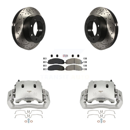 Étrier enduit de frein à disque avant, rotors fendus percés, Kit de plaquettes semi-métalliques pour