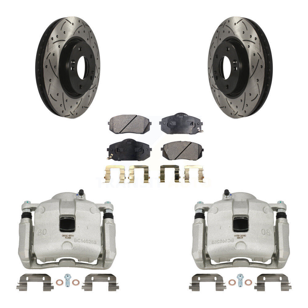 Kit de plaquettes semi-métalliques de Rotor de fente de forage d'étrier de frein avant pour Kia Sportage 2.4