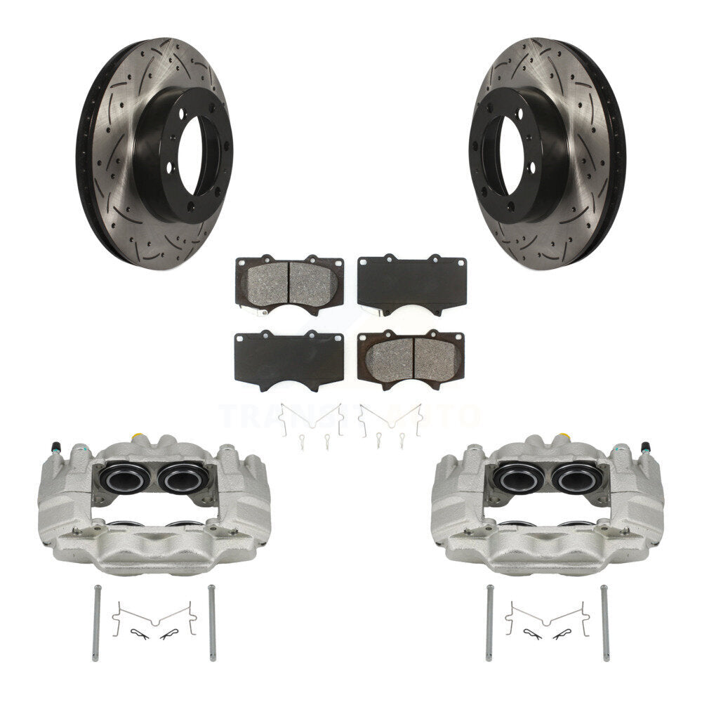 Kit de plaquettes semi-métalliques de Rotors de fente de foret d'étrier de frein avant pour Toyota Tacoma F