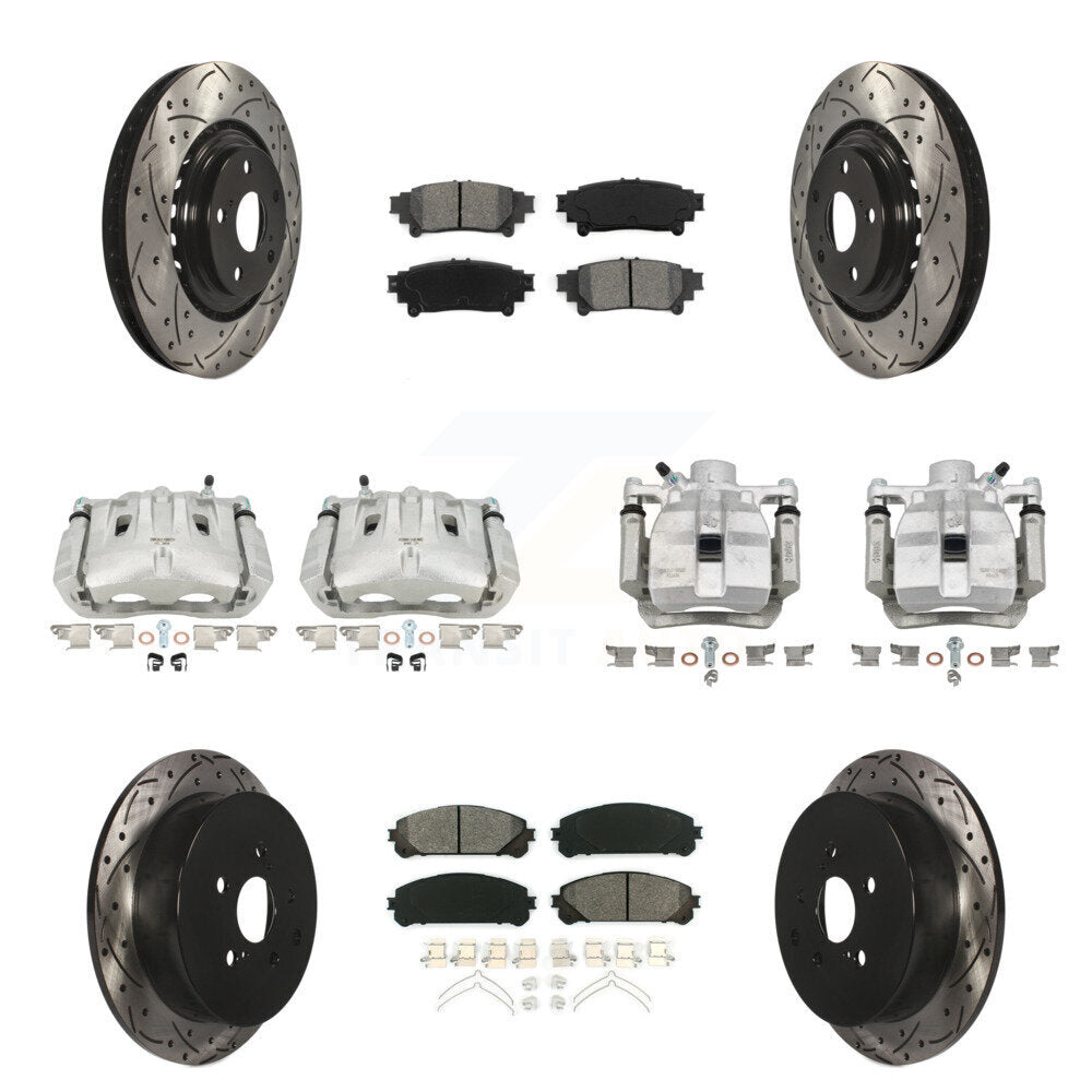 Kit de plaquettes semi-métalliques de Rotor de fente d'étrier de frein avant et arrière (10 pièces) pour Lexu