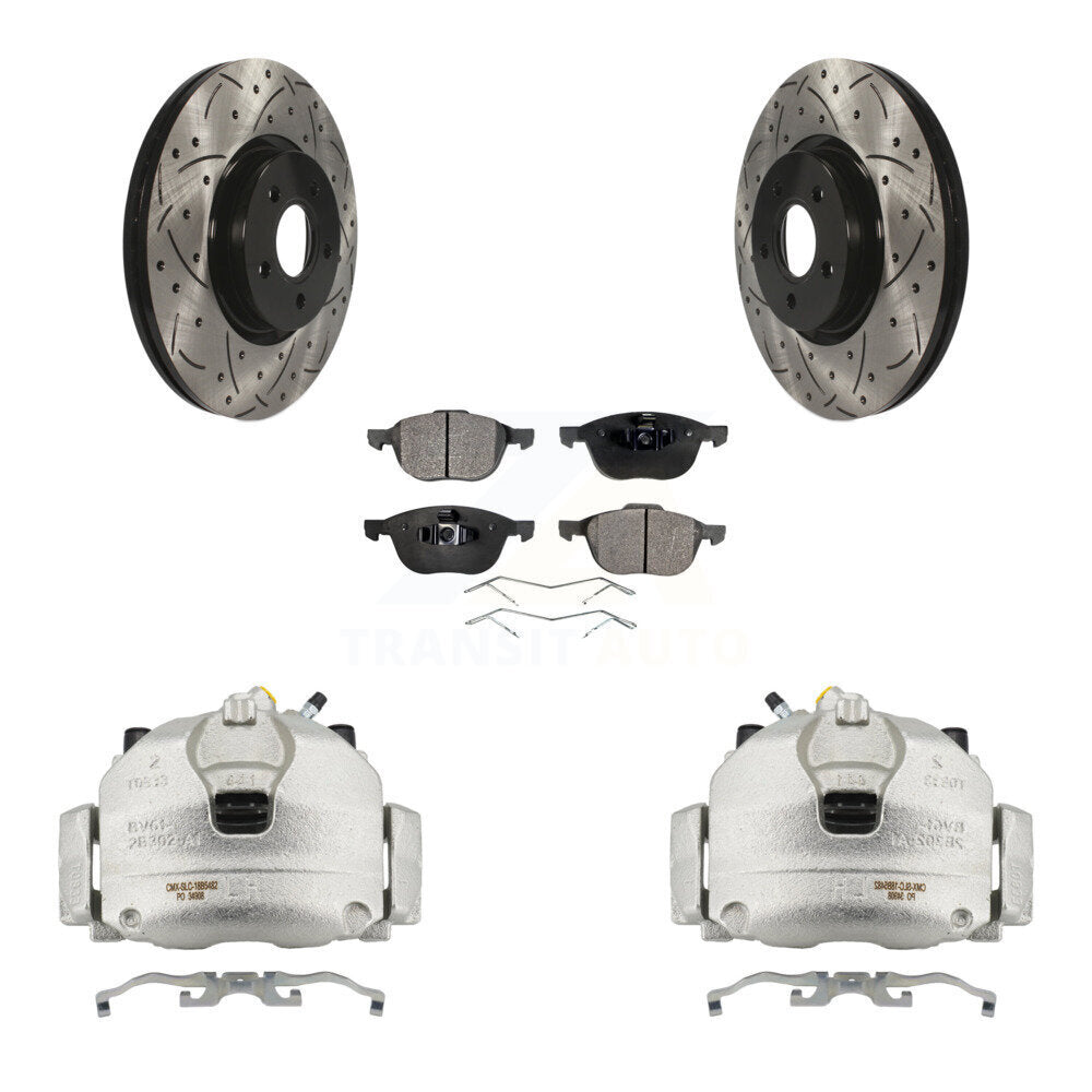 Étrier enduit de frein à disque avant, rotors fendus percés, Kit de plaquettes semi-métalliques pour