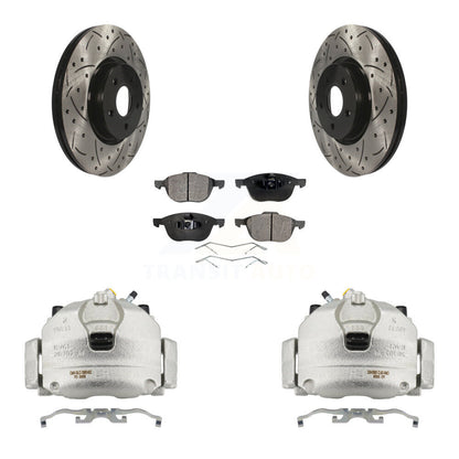 Étrier enduit de frein à disque avant, rotors fendus percés, Kit de plaquettes semi-métalliques pour