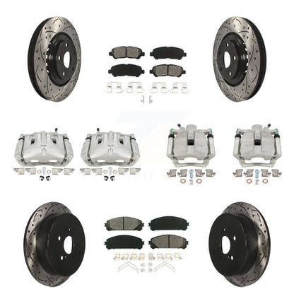 Étrier enduit de frein à disque avant et arrière, Rotors à fente, Kit de plaquettes semi-métalliques pour
