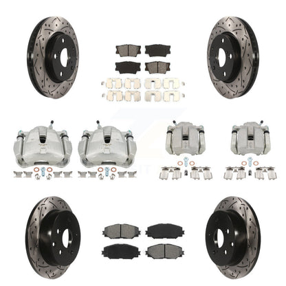 Kit de plaquettes semi-métalliques de Rotors de fente d'étrier de frein avant et arrière pour Toyota RAV