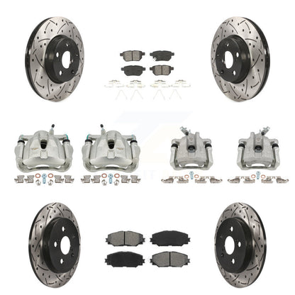 Kit de plaquettes semi-métalliques pour étriers de frein avant et arrière, Rotors à fentes (10 pièces) pour Vib