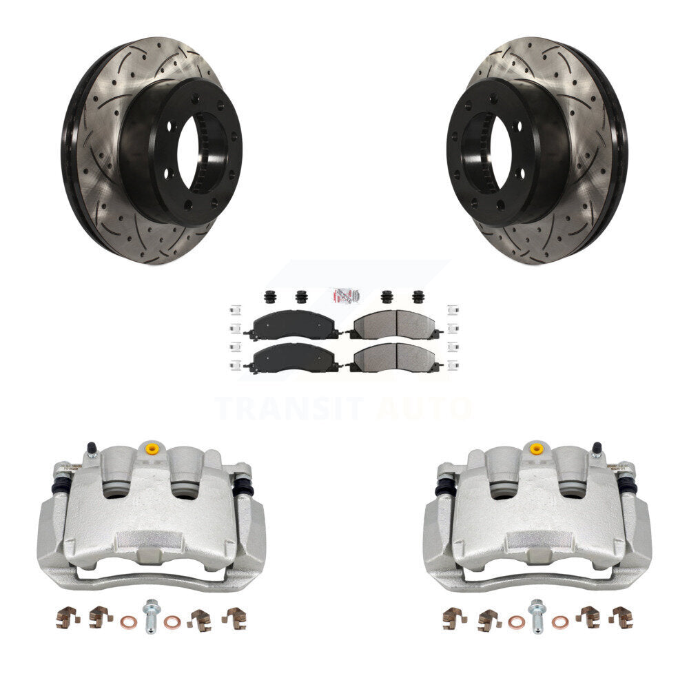Kit de plaquettes semi-métalliques de Rotor à fente percé d'étrier enduit de frein avant pour Ram 150