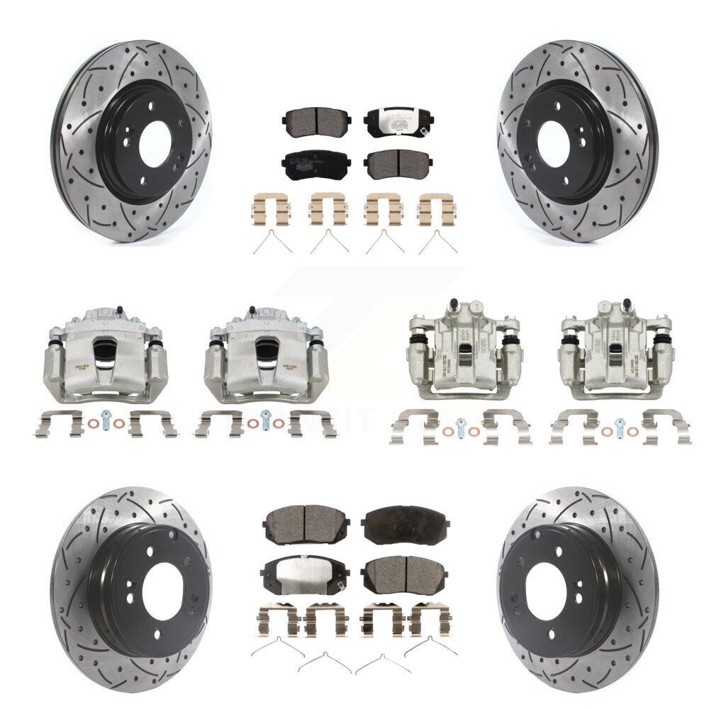 Kit de plaquettes en céramique pour étriers de frein avant et arrière, Rotors à fentes (10 pièces) pour Kia Optim