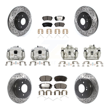 Kit de plaquettes en céramique pour étriers de frein avant et arrière, Rotors à fentes (10 pièces) pour Kia Optim