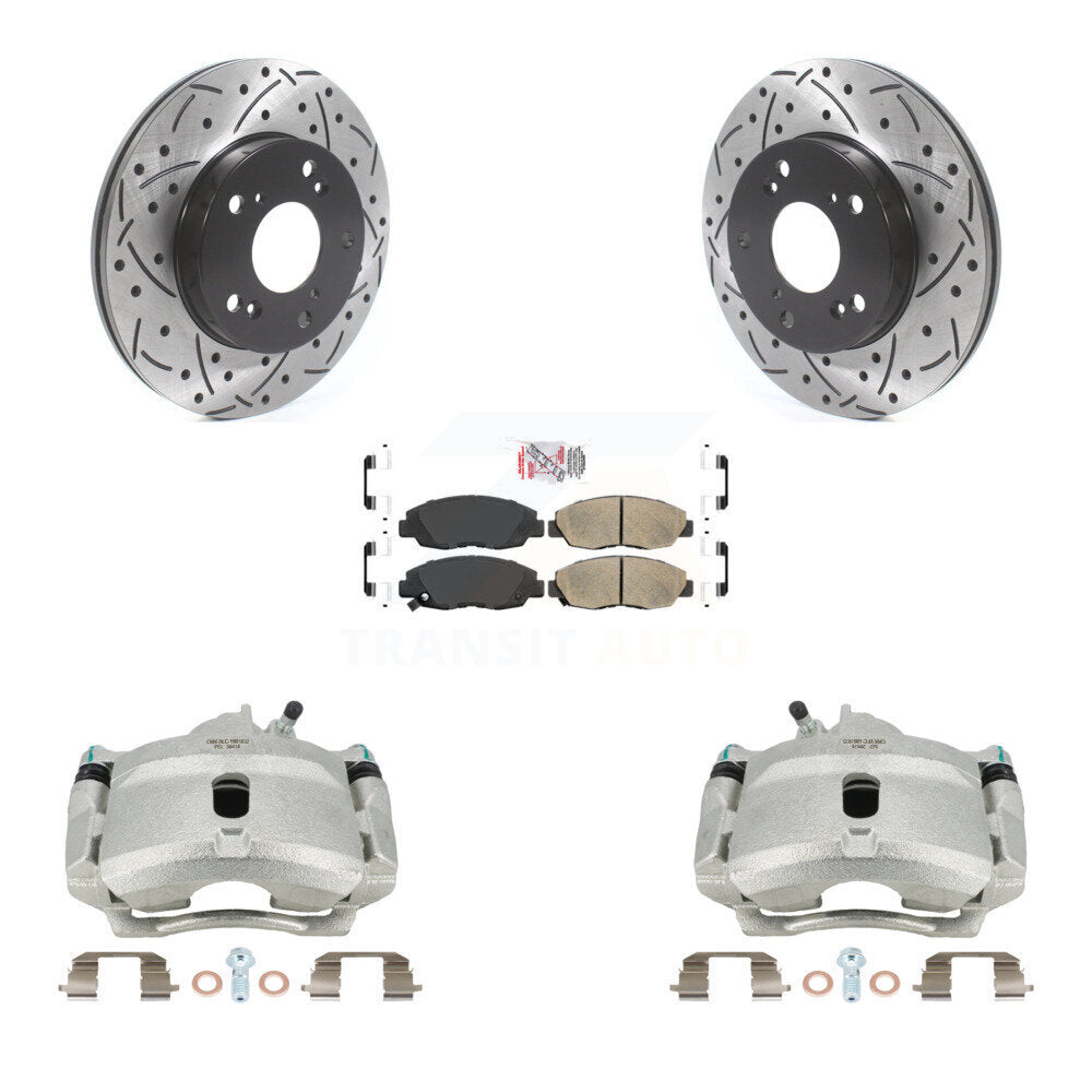 Kit de plaquettes en céramique pour Honda Civi, étrier enduit de frein à disque avant, fente de perçage, Rotor