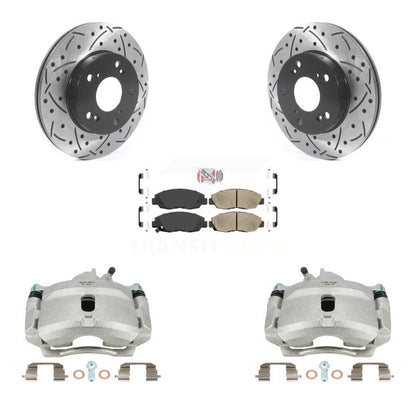 Kit de plaquettes en céramique pour Honda Civi, étrier enduit de frein à disque avant, fente de perçage, Rotor