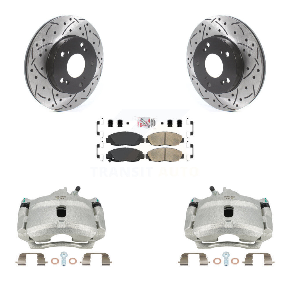 Kit de plaquettes en céramique pour Honda Civi, étrier enduit de frein à disque avant, fente de perçage, Rotor