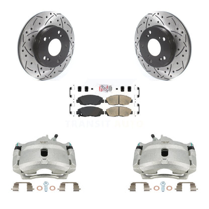 Kit de plaquettes en céramique pour Honda Civi, étrier enduit de frein à disque avant, fente de perçage, Rotor