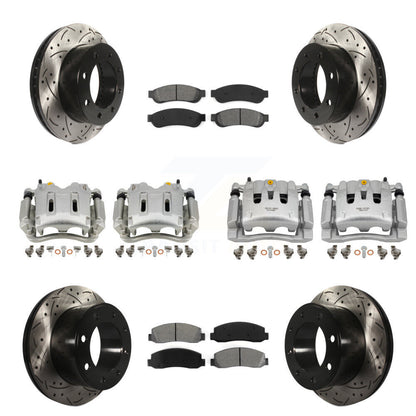 Étrier enduit de frein à disque avant et arrière, Rotors à fente, Kit de plaquettes semi-métalliques pour