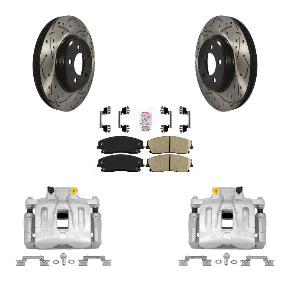 Kit de plaquettes en céramique de Rotor de fente de foret d'étrier de manteau de frein avant pour Chrysler 300 Dodge