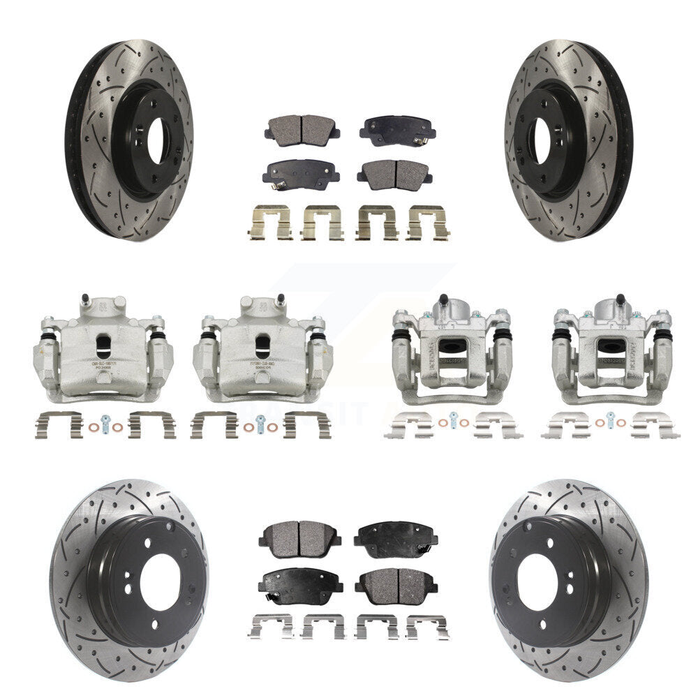 Kit de plaquettes en céramique pour perceuse à étrier de frein avant et arrière, Rotors fendus, pour Hyundai Sonat