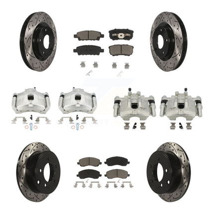 Kit de plaquettes en céramique pour étrier de frein avant et arrière, Rotors à fentes (10 pièces) pour Jeep Dodg