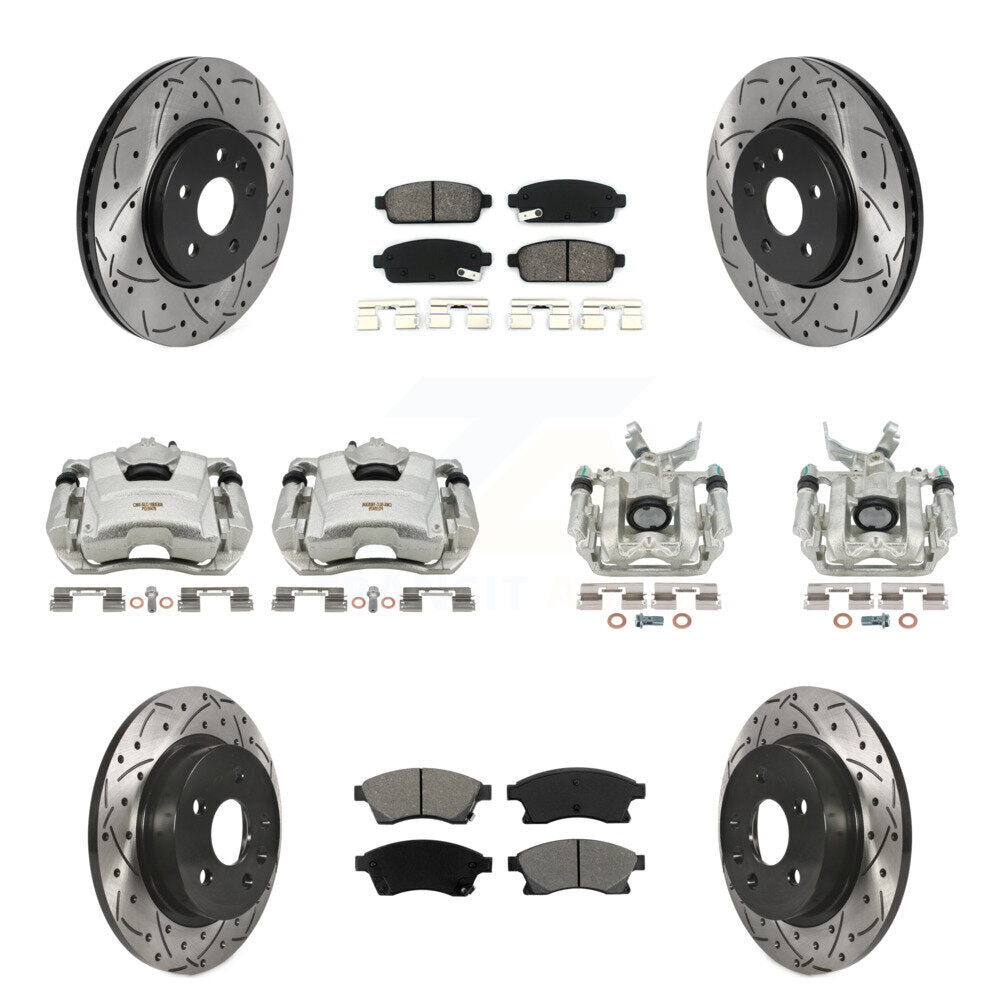 Étrier enduit de frein à disque avant et arrière, Rotors à fente, Kit de plaquettes semi-métalliques pour