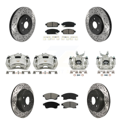 Étrier enduit de frein à disque avant et arrière, Rotors à fente, Kit de plaquettes semi-métalliques pour