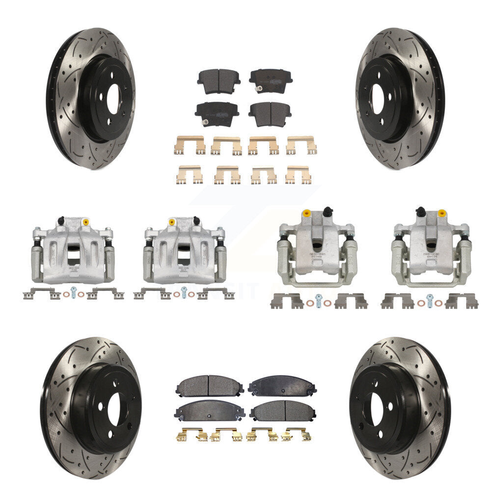 Kit de plaquettes semi-métalliques de Rotor de fente de forage d'étrier de frein avant et arrière pour Chrysler 30