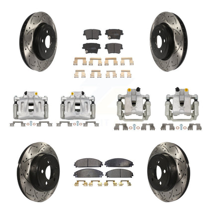 Kit de plaquettes semi-métalliques de Rotor de fente de forage d'étrier de frein avant et arrière pour Chrysler 30