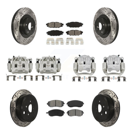 Étrier enduit de frein à disque avant et arrière, Rotors à fente, Kit de plaquettes semi-métalliques pour