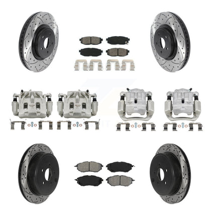 Kit de plaquettes semi-métalliques de rotors de fente de foret d'étrier de manteau de frein avant et arrière pour Subar
