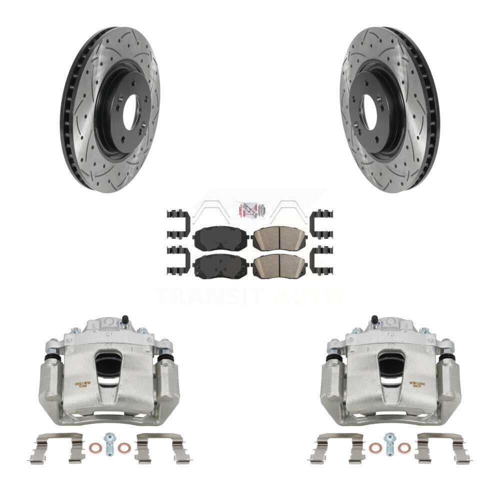 Kit de plaquettes en céramique de Rotor de fente de foret d'étrier de manteau de frein avant pour Hyundai Sonata Ki