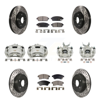 Étrier enduit de frein à disque avant et arrière, Rotors à fente, Kit de plaquettes semi-métalliques pour