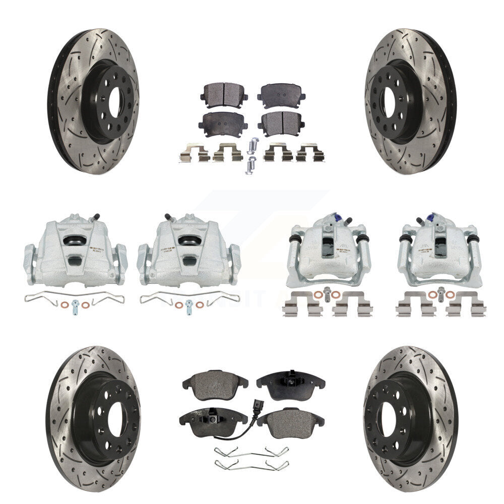 Kit de plaquettes en céramique pour étrier de frein avant et arrière, Rotors à fentes, pour Volkswagen Tigua