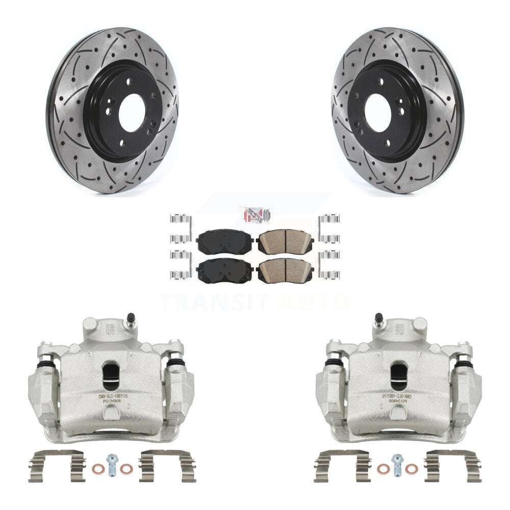 Kit de plaquettes en céramique de Rotor de fente de foret d'étrier de manteau de frein avant pour Hyundai Sonata Ki