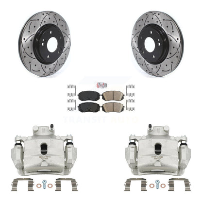Kit de plaquettes en céramique de Rotor de fente de foret d'étrier de manteau de frein avant pour Hyundai Sonata Ki