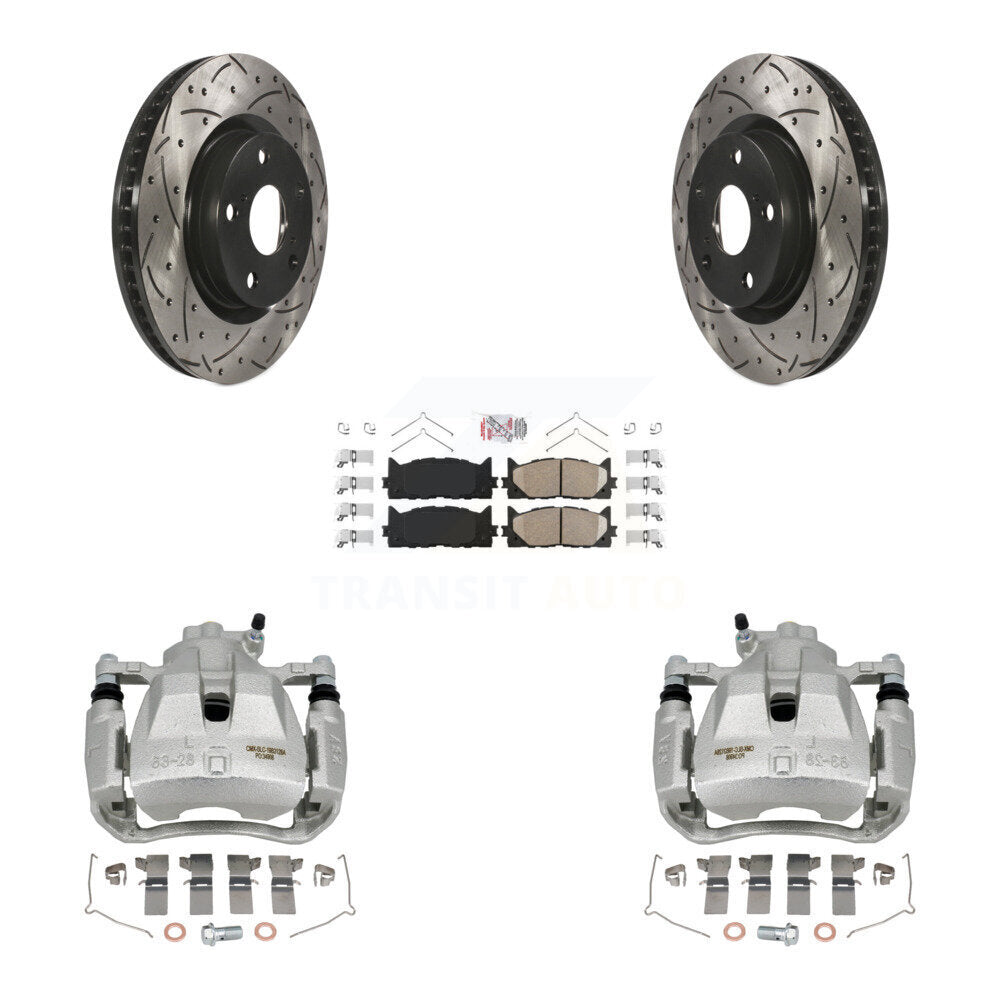 Kit de plaquettes en céramique de Rotor de fente de foret d'étrier de manteau de frein avant pour Toyota Camry Lexu