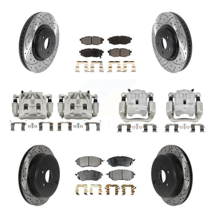 Kit de plaquettes semi-métalliques de rotors de fente de foret d'étrier de manteau de frein avant et arrière pour Subar
