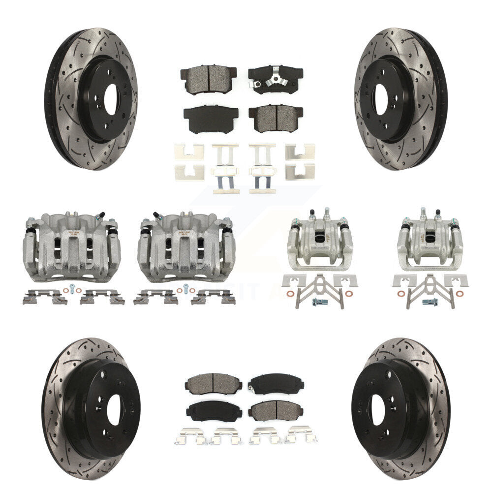 Kit de plaquettes semi-métalliques de Rotor de fente d'étrier de frein avant et arrière (10 pièces) pour Hond