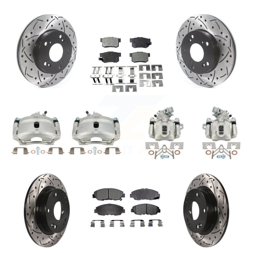 Kit de plaquettes en céramique pour étrier de frein avant et arrière, Rotor à fente (10 pièces) pour Honda Civi