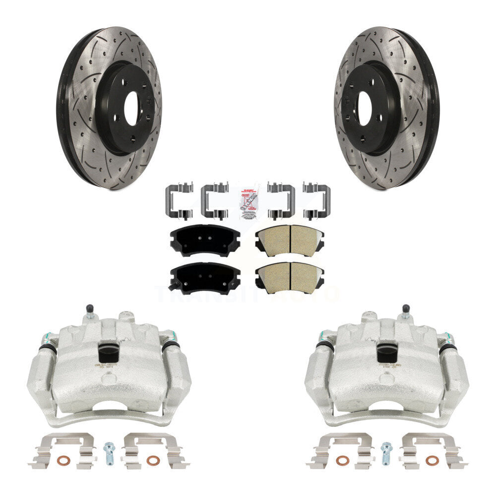 Kit de plaquettes semi-métalliques de Rotors de fente de foret d'étrier de frein avant pour Chevrolet Camar