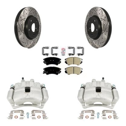 Kit de plaquettes semi-métalliques de Rotors de fente de foret d'étrier de frein avant pour Chevrolet Camar