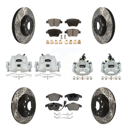 Étrier enduit de frein à disque avant et arrière, Rotors à fente, Kit de plaquettes semi-métalliques pour