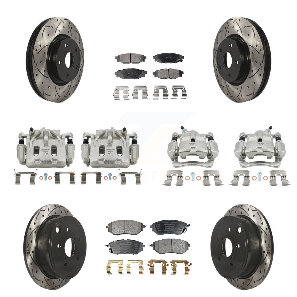 Kit de plaquettes en céramique pour étriers de frein avant et arrière, Rotors à fentes (10 pièces) pour Subaru WR