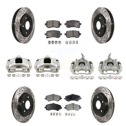 Étrier enduit de frein à disque avant et arrière, Rotors à fente, Kit de plaquettes semi-métalliques pour