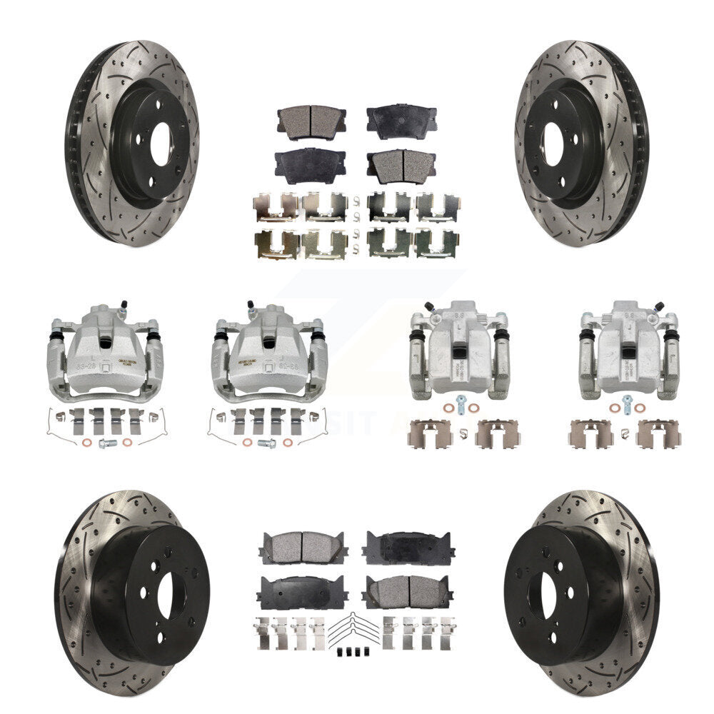 Kit de plaquettes en céramique de Rotor de fente de foret d'étrier de manteau de frein avant et arrière (10 pièces) pour Toyot