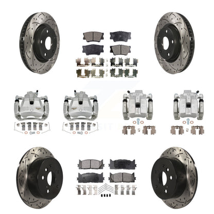 Kit de plaquettes en céramique de Rotor de fente de foret d'étrier de manteau de frein avant et arrière (10 pièces) pour Toyot