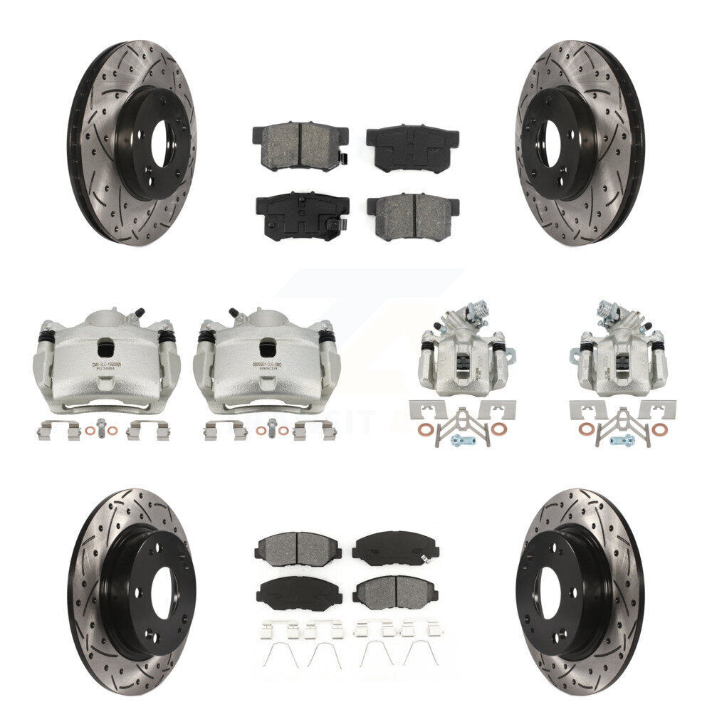 Kit de plaquettes semi-métalliques de Rotor de fente d'étrier de frein avant et arrière (10 pièces) pour Hond