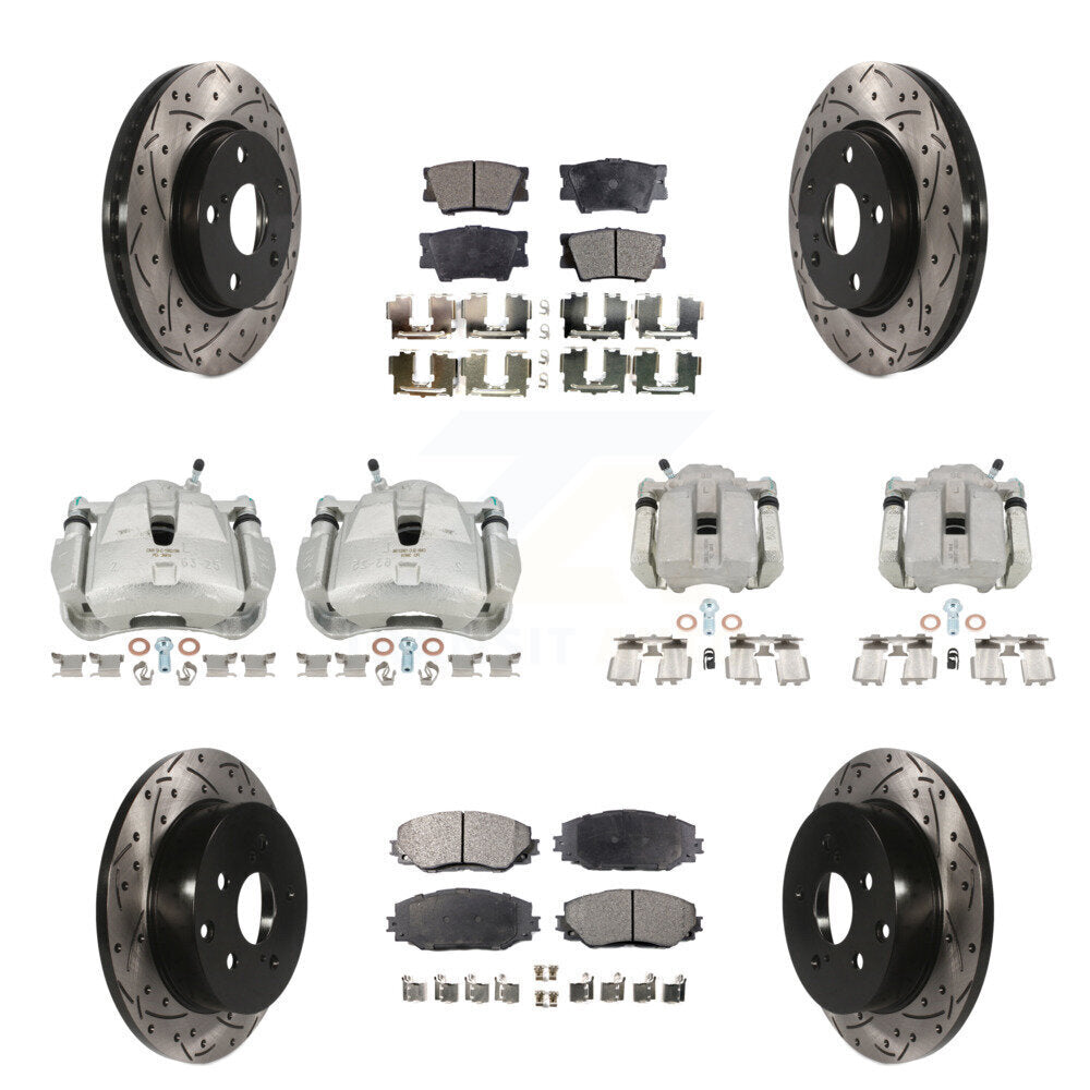 Kit de plaquettes en céramique de Rotor de fente d'étrier de frein avant et arrière (10 pièces) pour Toyota RAV