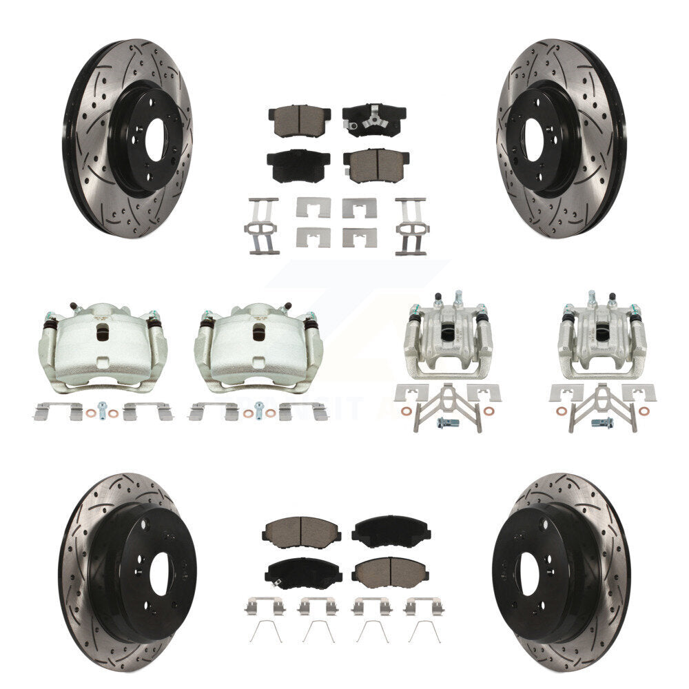Kit de plaquettes en céramique pour étriers de frein avant et arrière, Rotors à fentes (10 pièces) pour Honda CR-