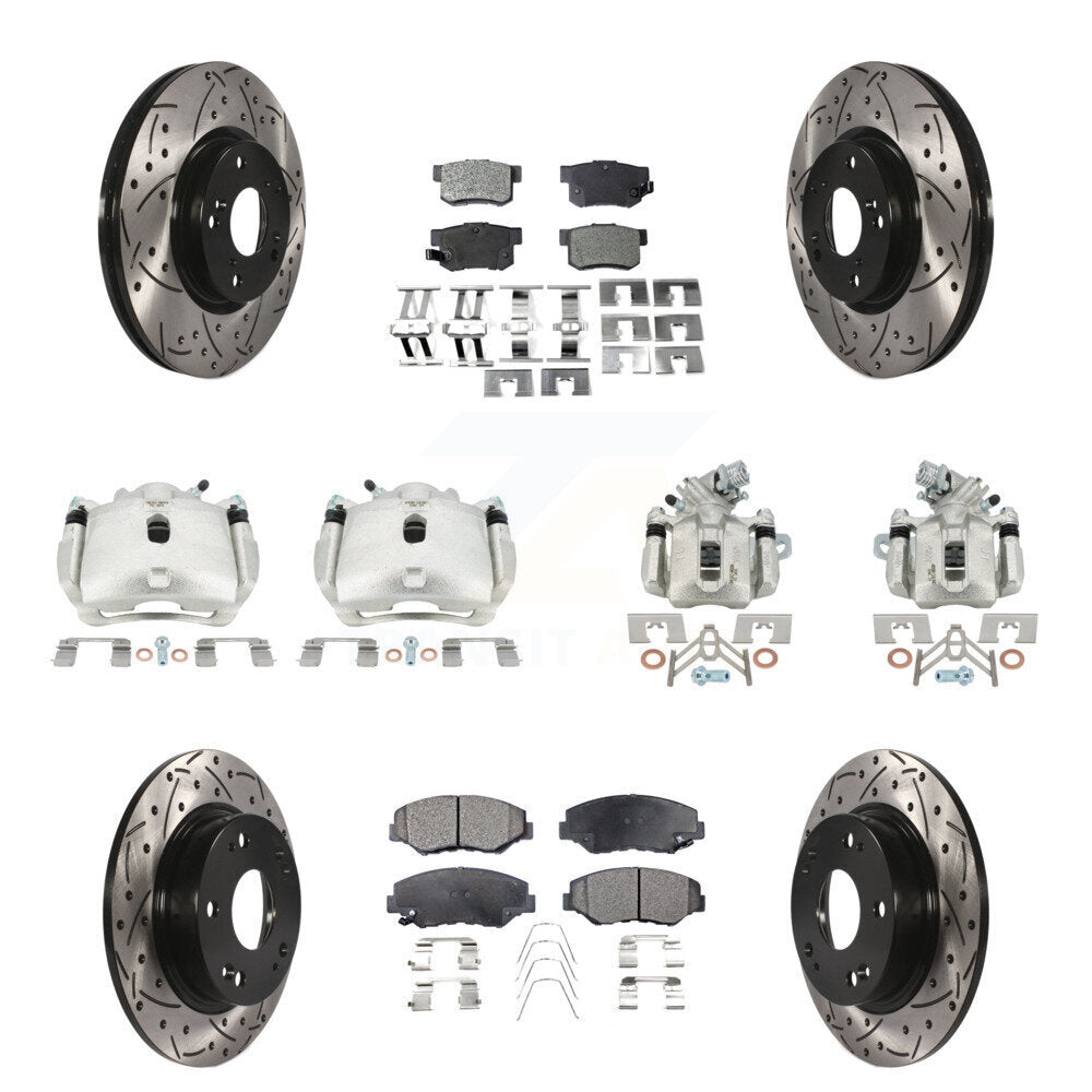 Kit de plaquettes semi-métalliques de Rotor de fente d'étrier de frein avant et arrière (10 pièces) pour Hond