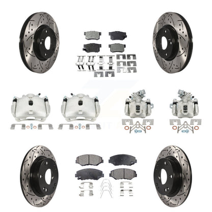 Kit de plaquettes semi-métalliques de Rotor de fente d'étrier de frein avant et arrière (10 pièces) pour Hond