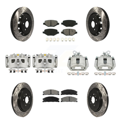 Kit de plaquettes semi-métalliques pour étriers de frein avant et arrière, Rotors à fentes (10 pièces) pour